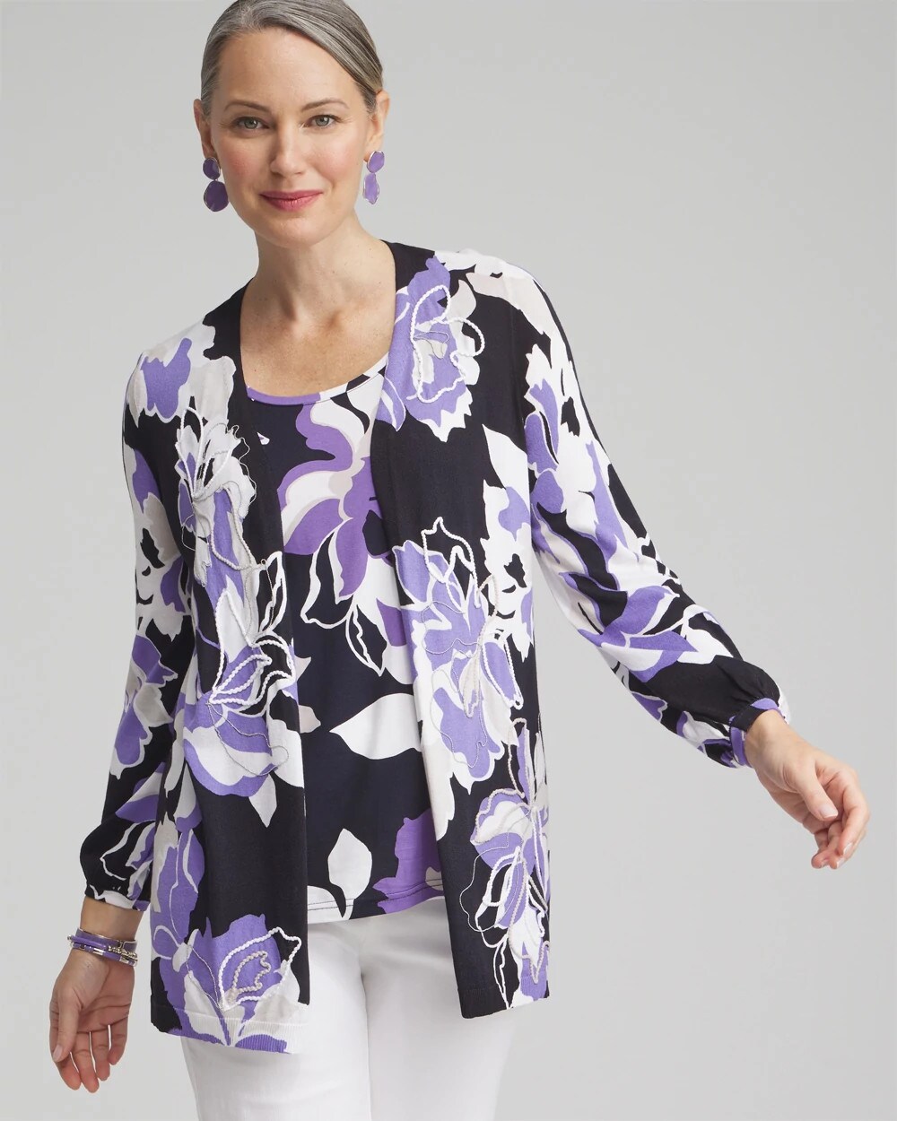 Floral Chiffon Bliss Cardigan, Multi